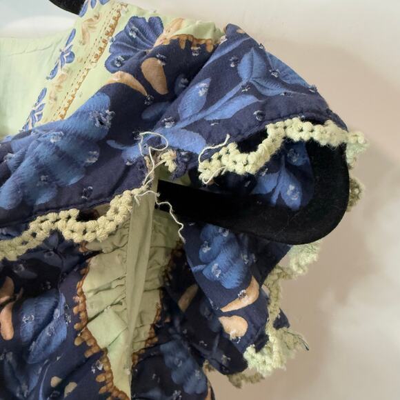 Farm Rio Women's Ocean Tapestry Maxi Dress Smocked V Neck Ruffle Printed Large - Picture 6 of 13